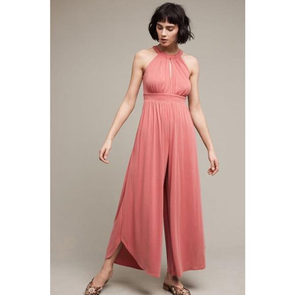 MOULINETTE SOEURS Eremita Halter Jumpsuit Dusty Rose Pleated Tie Back Women's XS - Picture 4 of 15